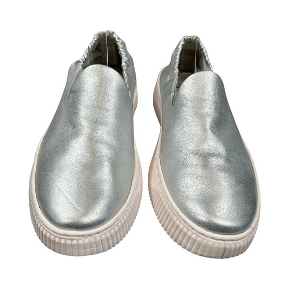 Sofft Shoes - Sofft Fana Silver Metallic Leather Slip-On Sneaker Shoes Size 6.5